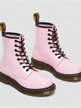 DR MARTENS PINK 1460 WOMEN'S PATENT LEATHER LACE UP BOOTS (sold out on website)